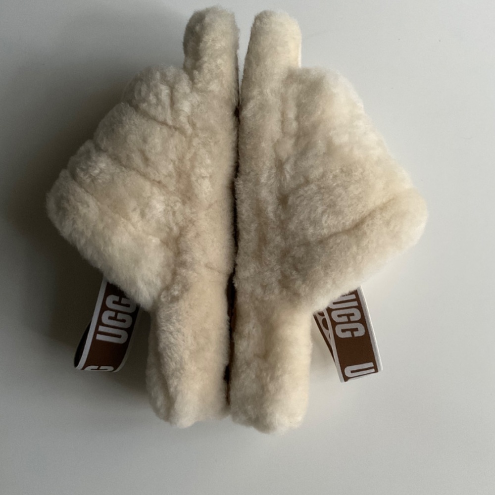 SOLD - UGG Fluff Yeah Shearling Slingback Sandal in Natural Sz 9 - Picture 5 of 9